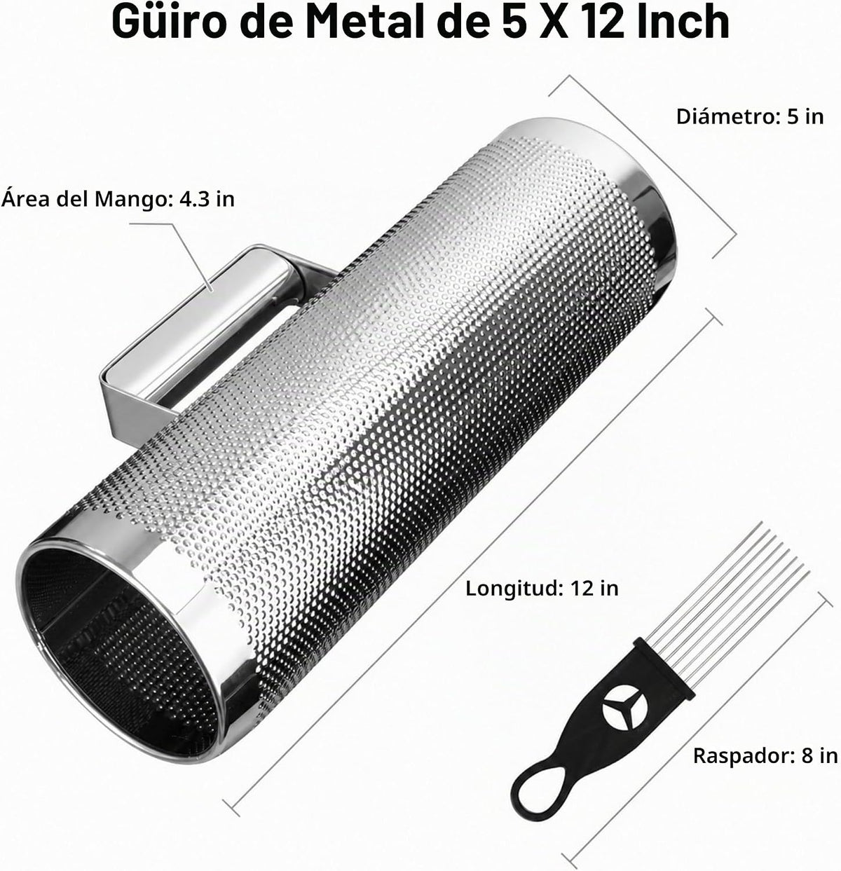 Instrumento profesional de metal Guiro, percusión latina de acero i...
