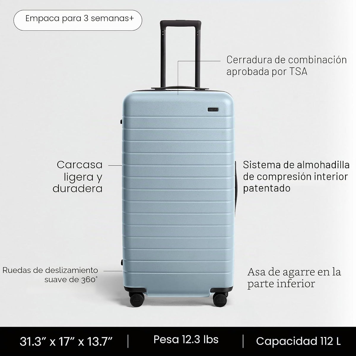 Away Maleta comprobada, Azul cielo, Minimalista Moderno | Maleta li...