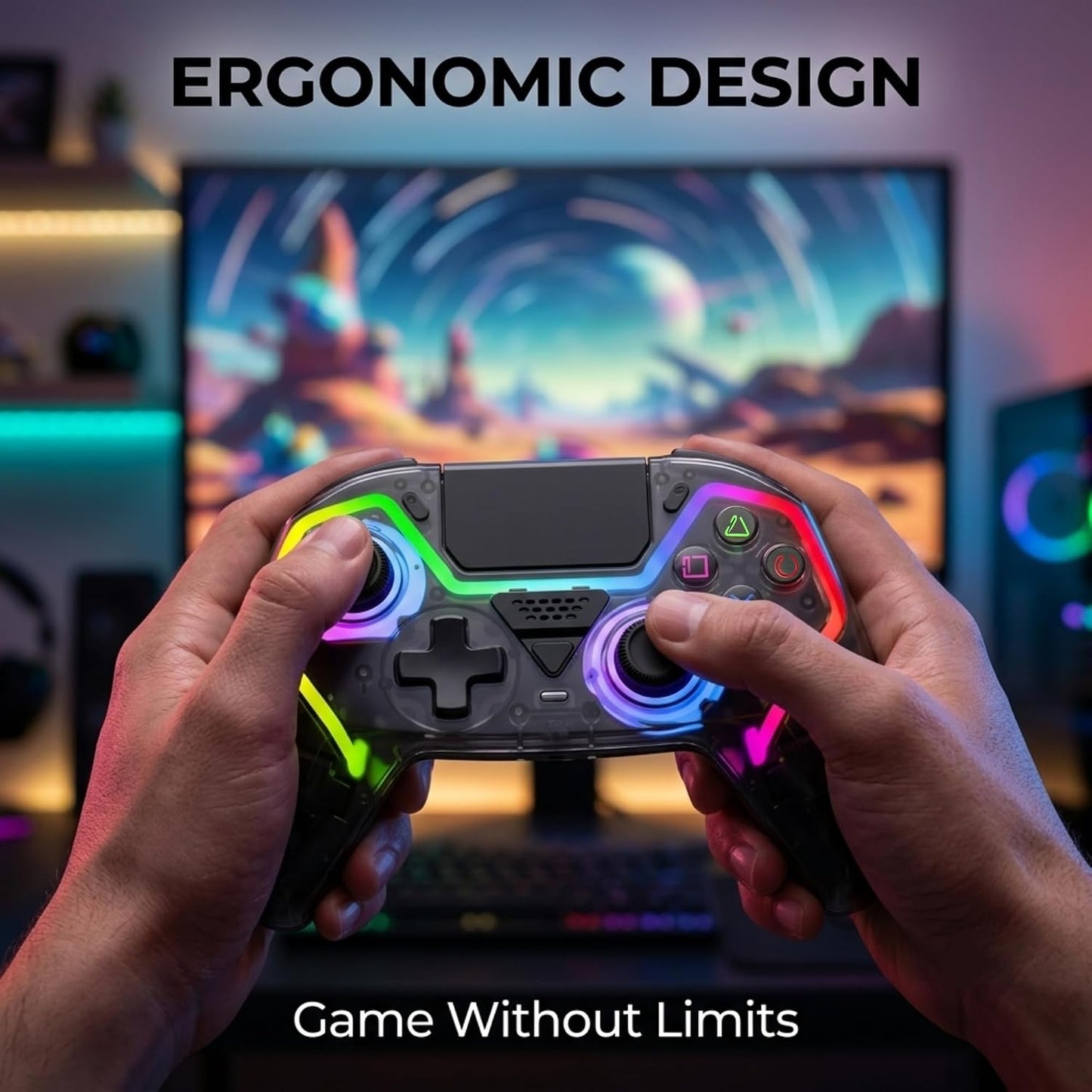 Mando inalámbrico Fyvra compatible con PS5, PS5 Slim, PS5 Pro, PC,...