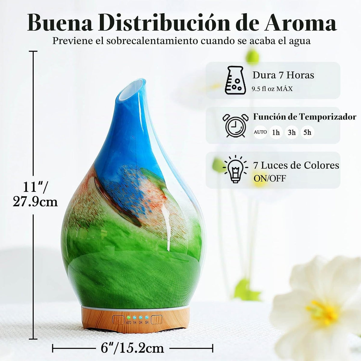 Porseme Difusor de cristal hecho a mano del difusor del aceite esen...