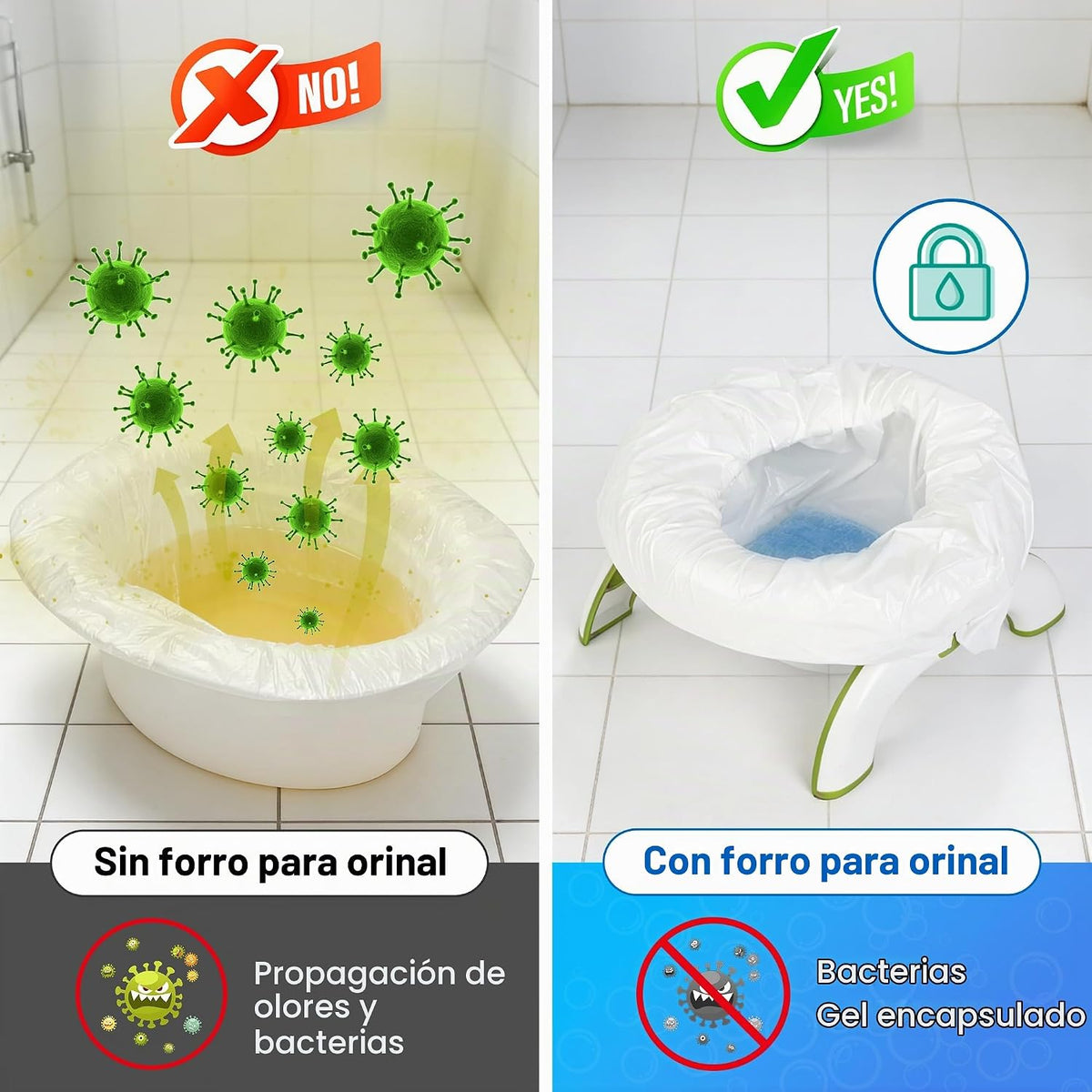 BakeToilet 80 revestimientos para orinal con almohadilla súper abso...