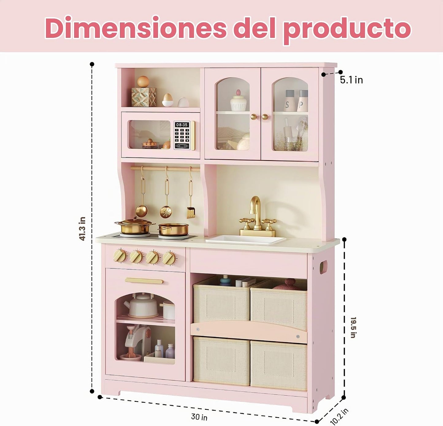 knoworld Cocina de Juguete para Niños, Juego de Cocina de Madera co...