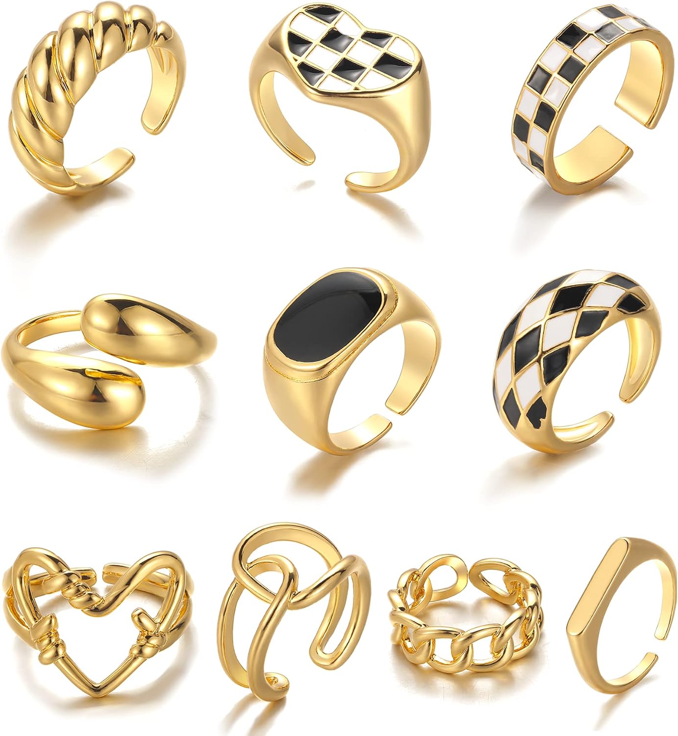 YEEZII Anillos Gruesos de Oro para Mujer Sin Deslustre, Anillo de P...