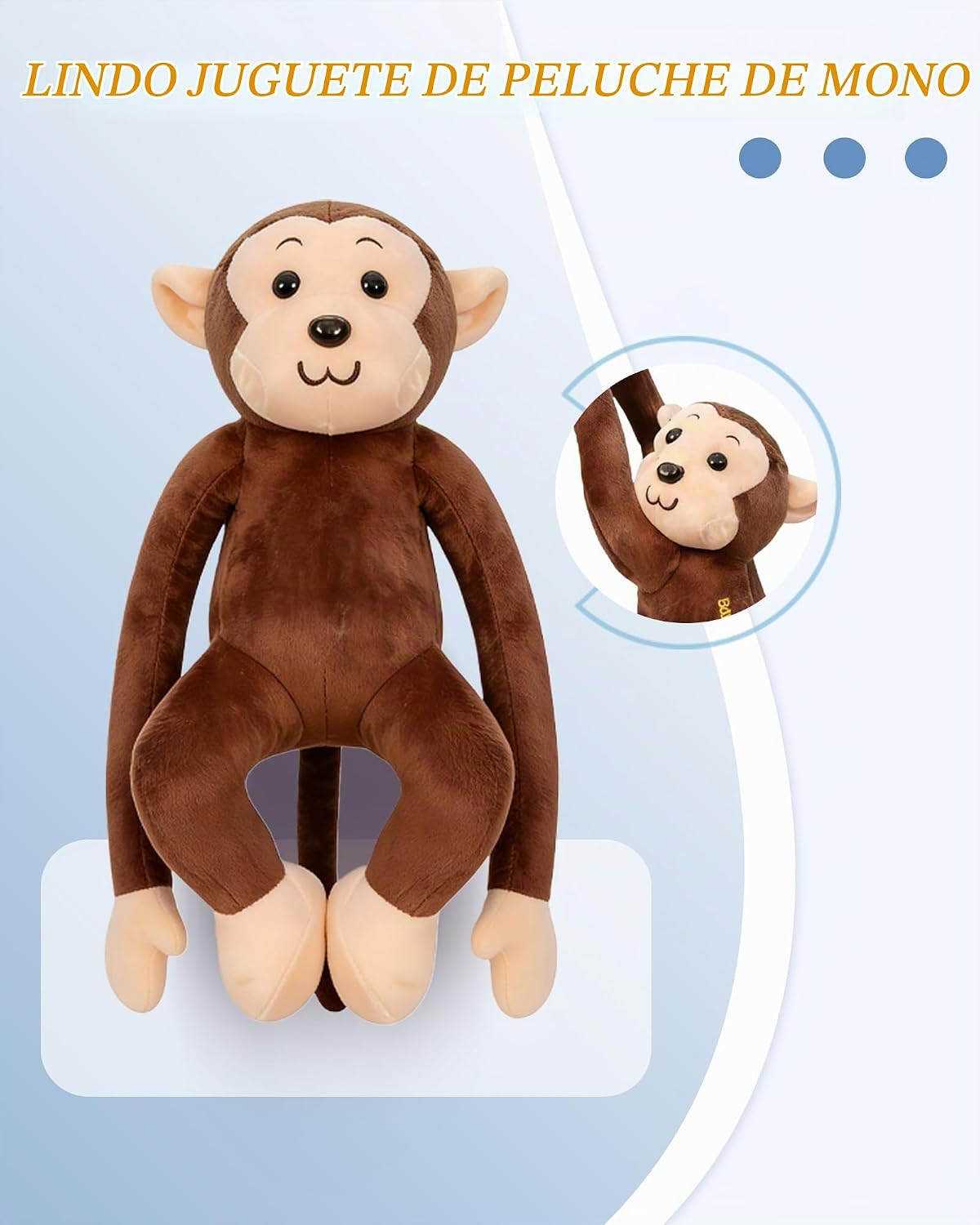 LHTWLF Adorable mono de peluche, mono de peluche colgante de brazo...