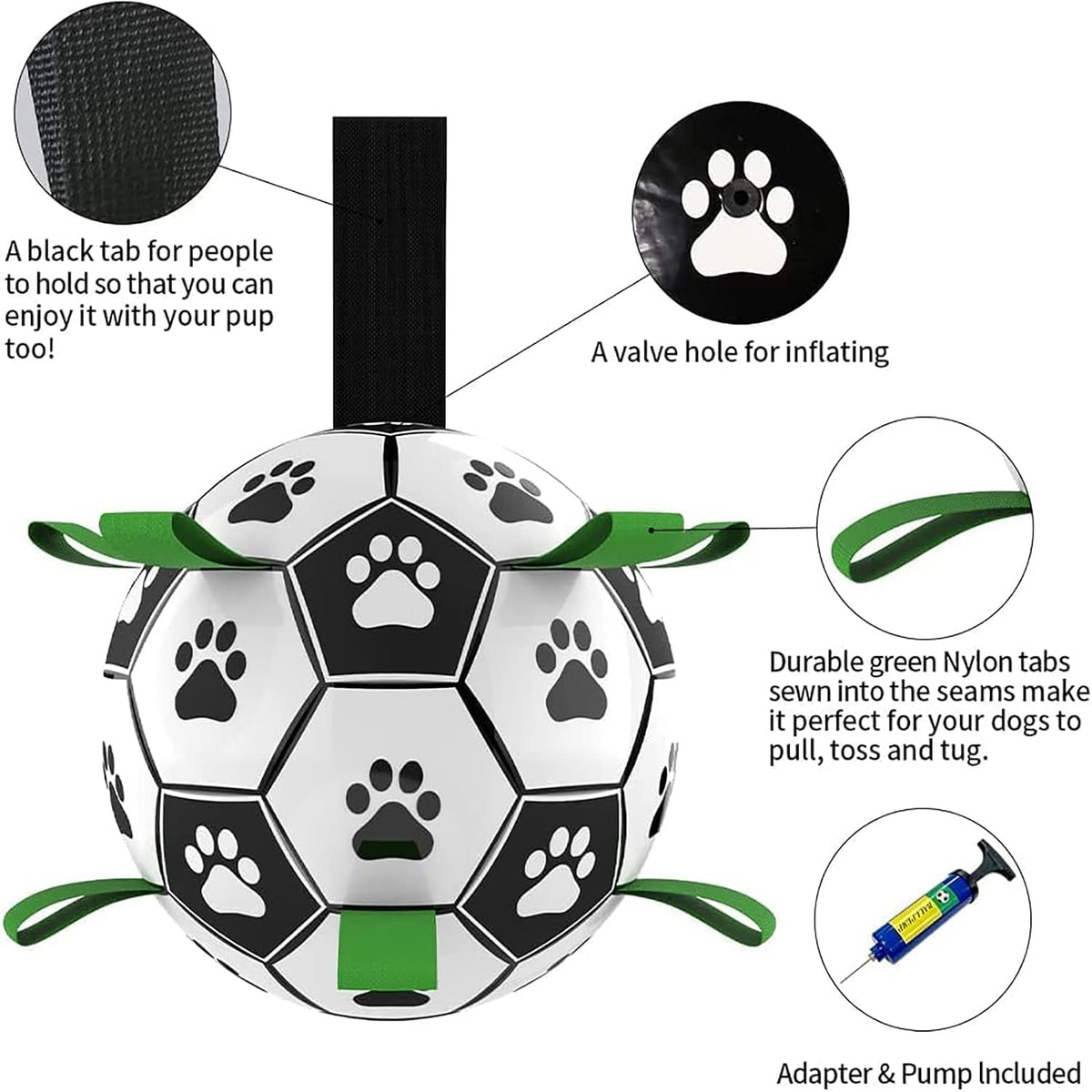 QDAN Juguetes grandes para perros, pelota de fútbol de 8 pulgadas p...