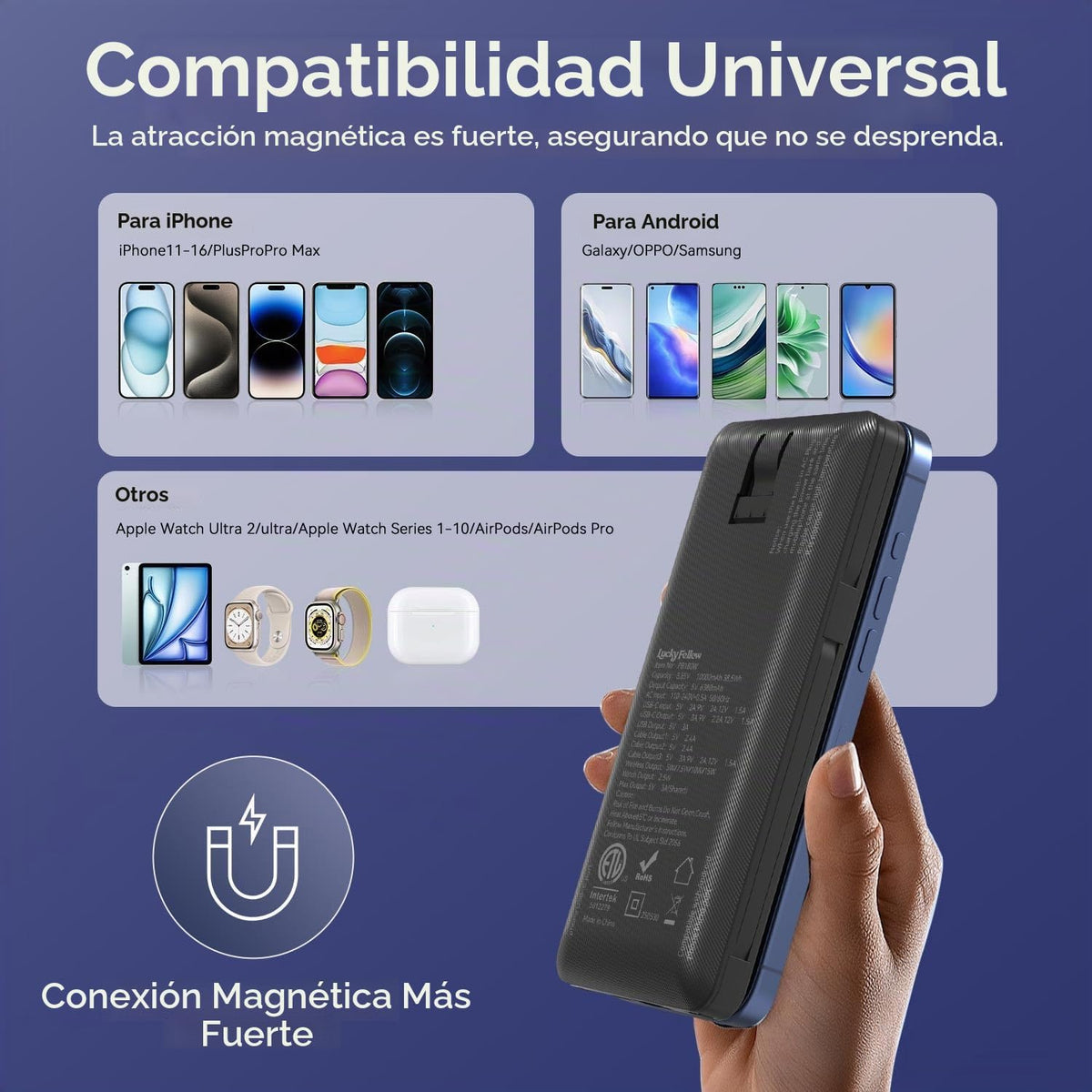 Cargador portátil magnético de 10000mAh para iWatch y iPhone, banco...