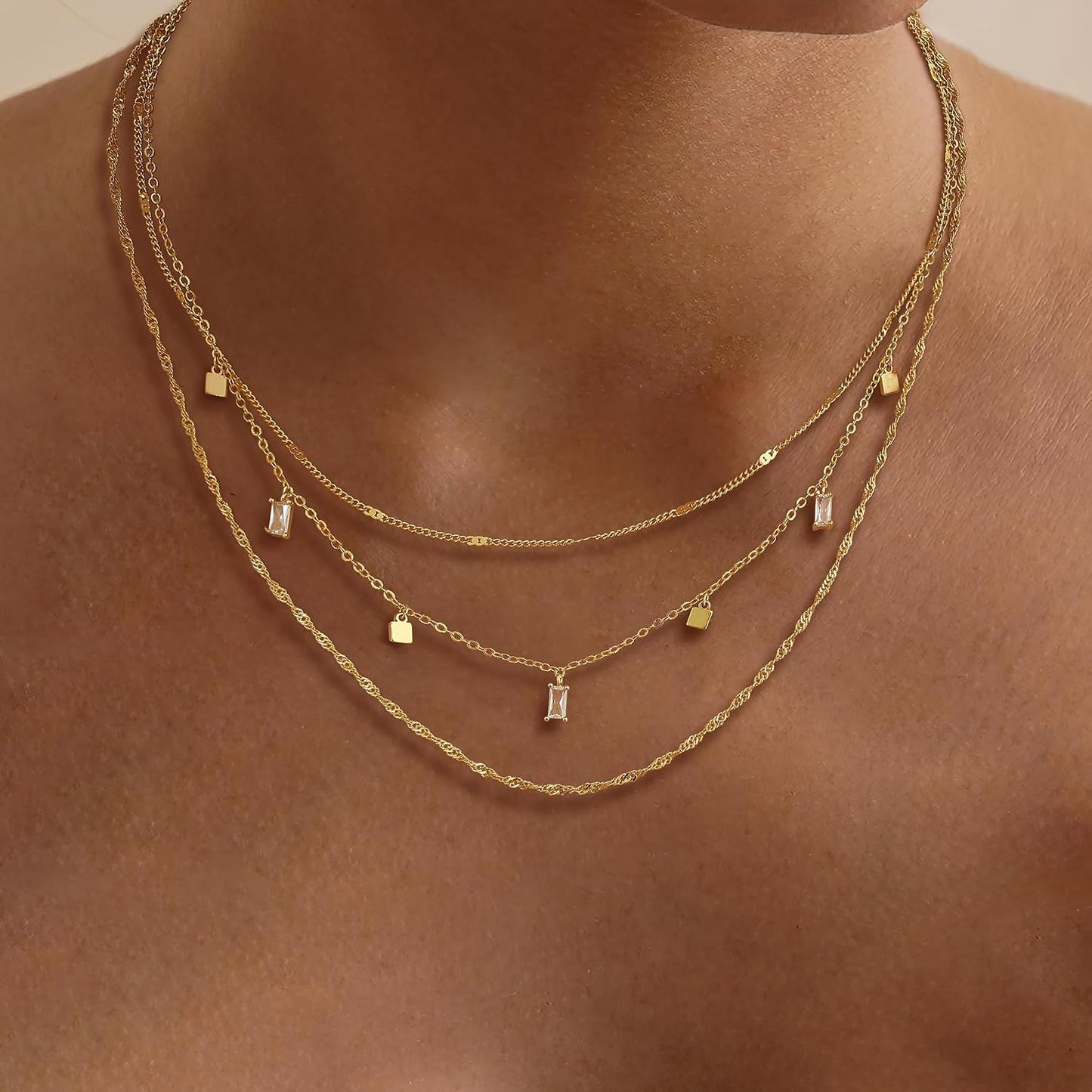 Fwlisesa Collares en capas para mujer, conjunto de collares de oro...