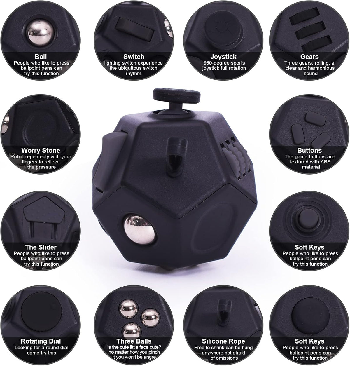 UOOEFUN Mini Juguetes Fidget, Cubos de Juguete Fidget Negros Genial...