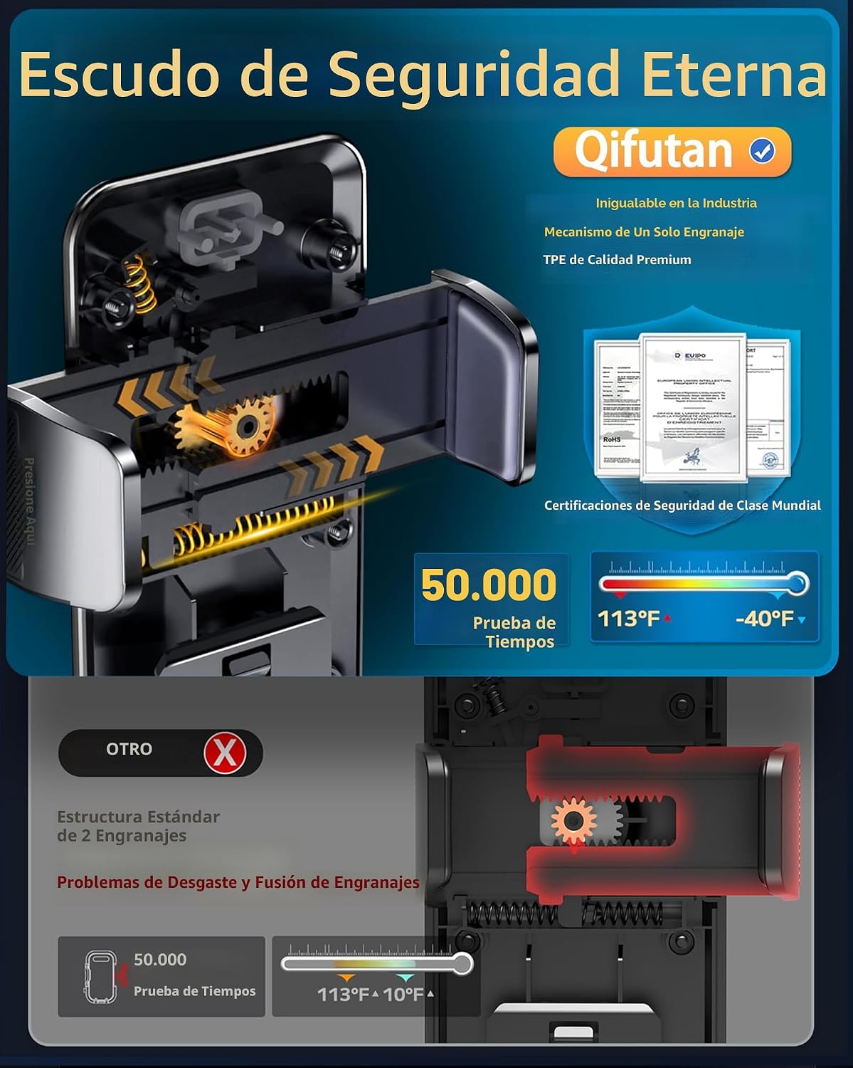 Qifutan Soporte de teléfono para el salpicadero para el parabrisas...