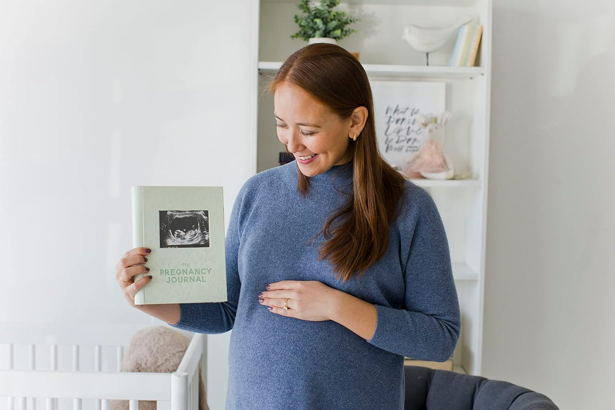 Pearhead My Pregnancy Journal, hoja verde salvia, inserto de fotos...