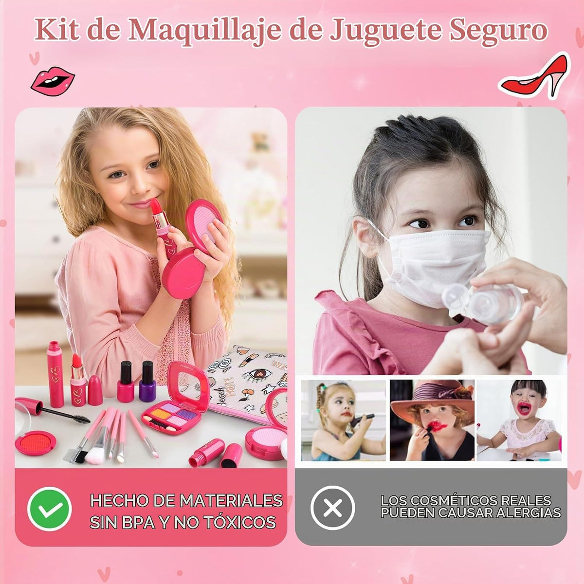 Woumserta - Kits de maquillaje para niñas pequeñas, maquillaje beig...