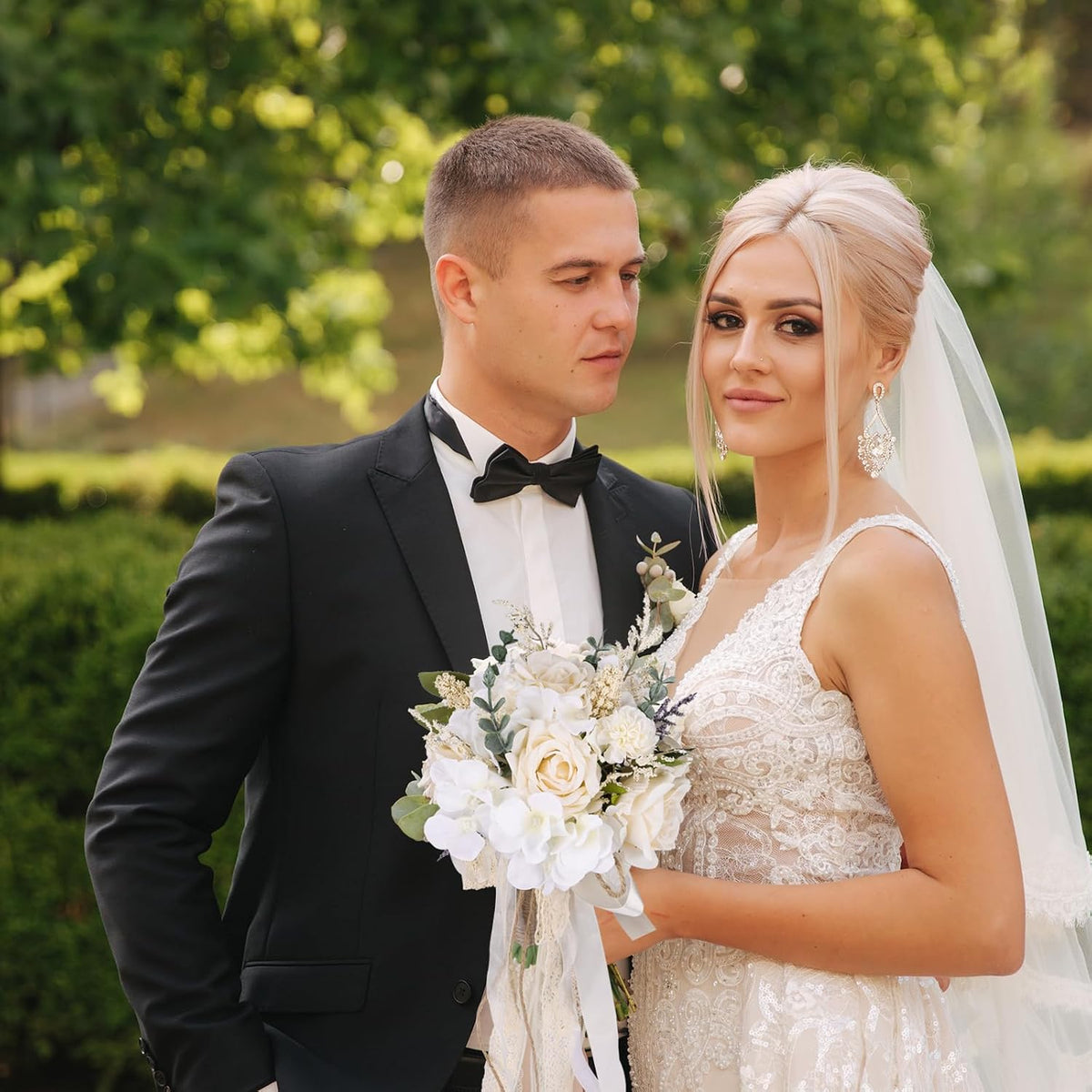 CEWOR Ramos de boda para novia, dama de honor, rosas artificiales c...