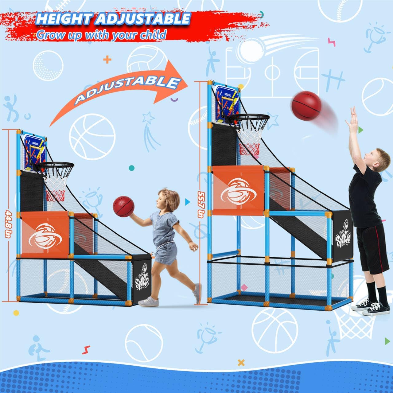 Handwell Juego de baloncesto arcade con marcador electrónico y luz...