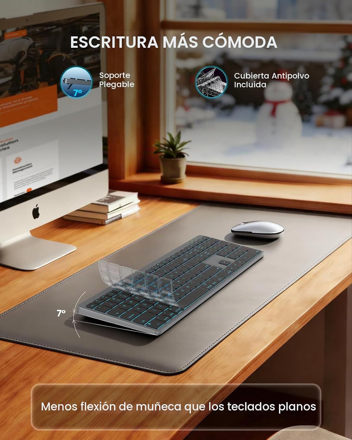 SABLUTE Teclado y mouse Bluetooth para Mac: retroiluminación de 7 c...