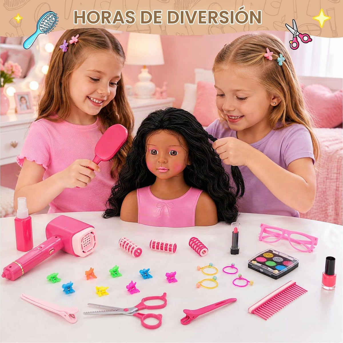 Cabeza de muñeca para peinar el cabello para niños | Accesorios par...