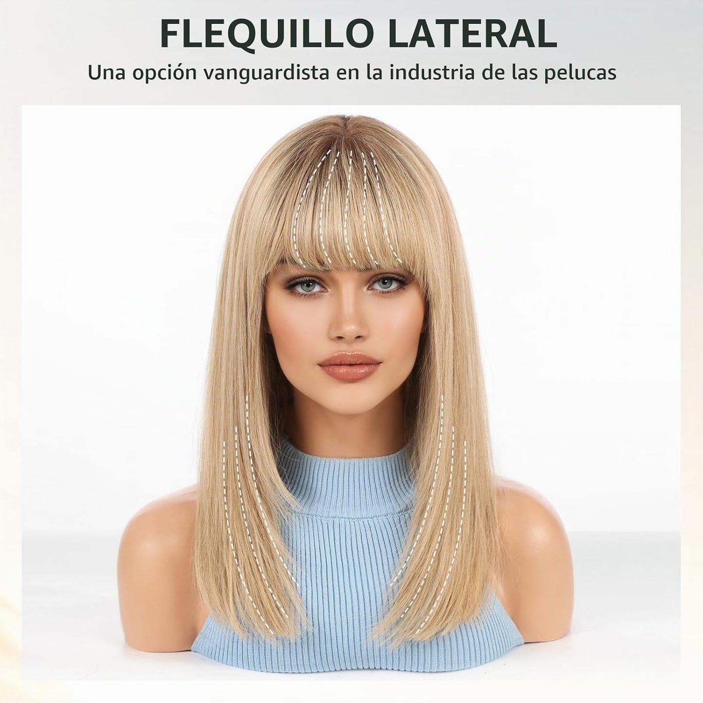 Wear but free KKU - Peluca de cabello humano de 16 pulgadas, peluca...