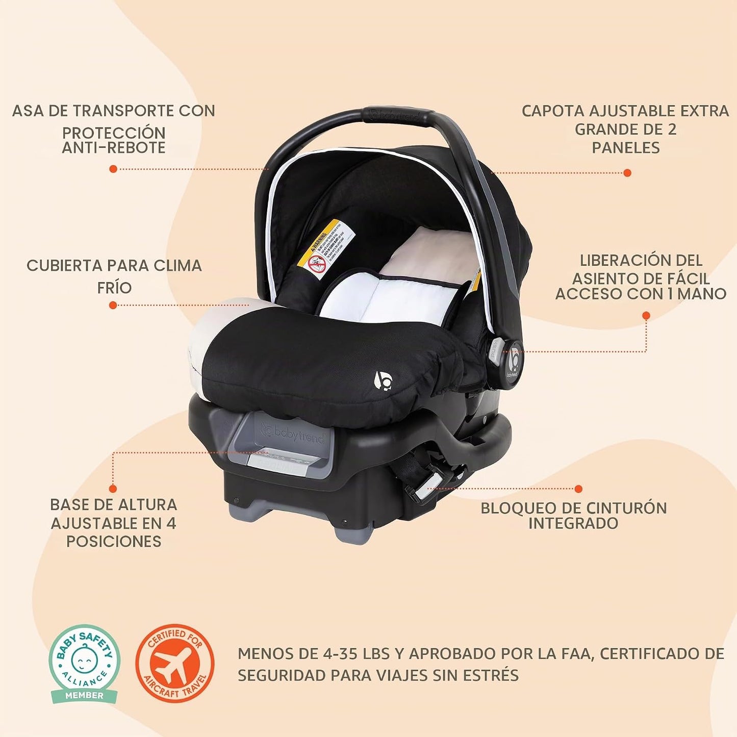 Baby Trend Ally Sistema de Viaje con Asiento de Automóvil Portátil...
