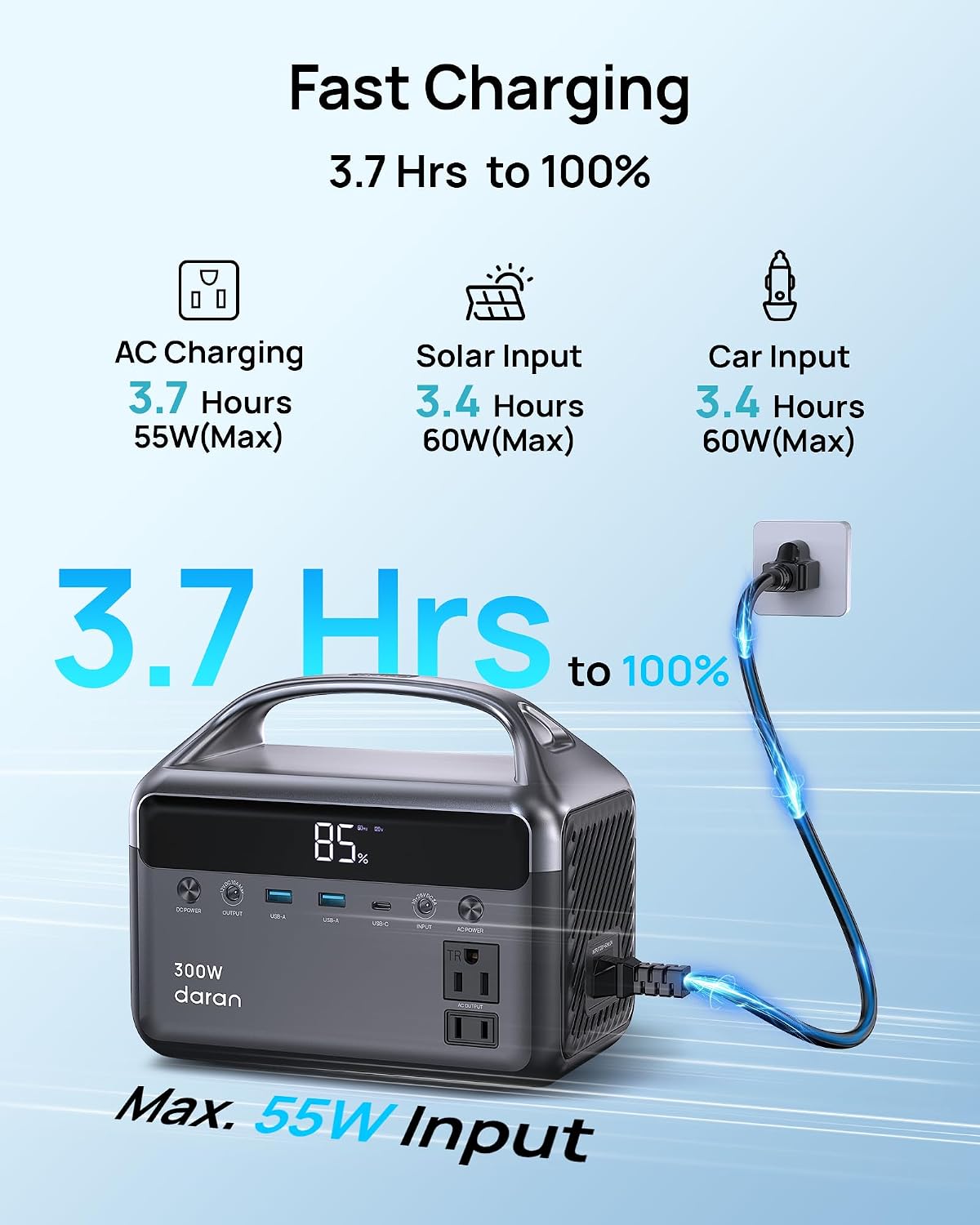 Estación de energía portátil de 192 Wh(60,000 mAh) con bolsa, 300 W...