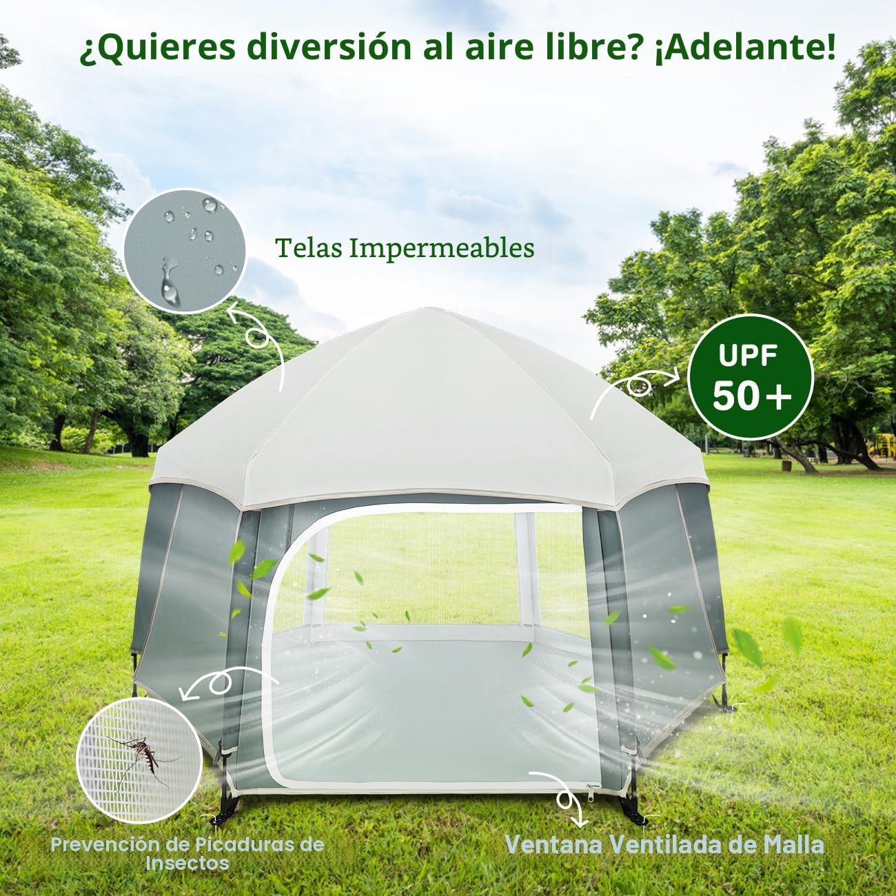 Zooawa Corralito desplegable para interiores y exteriores para bebé...