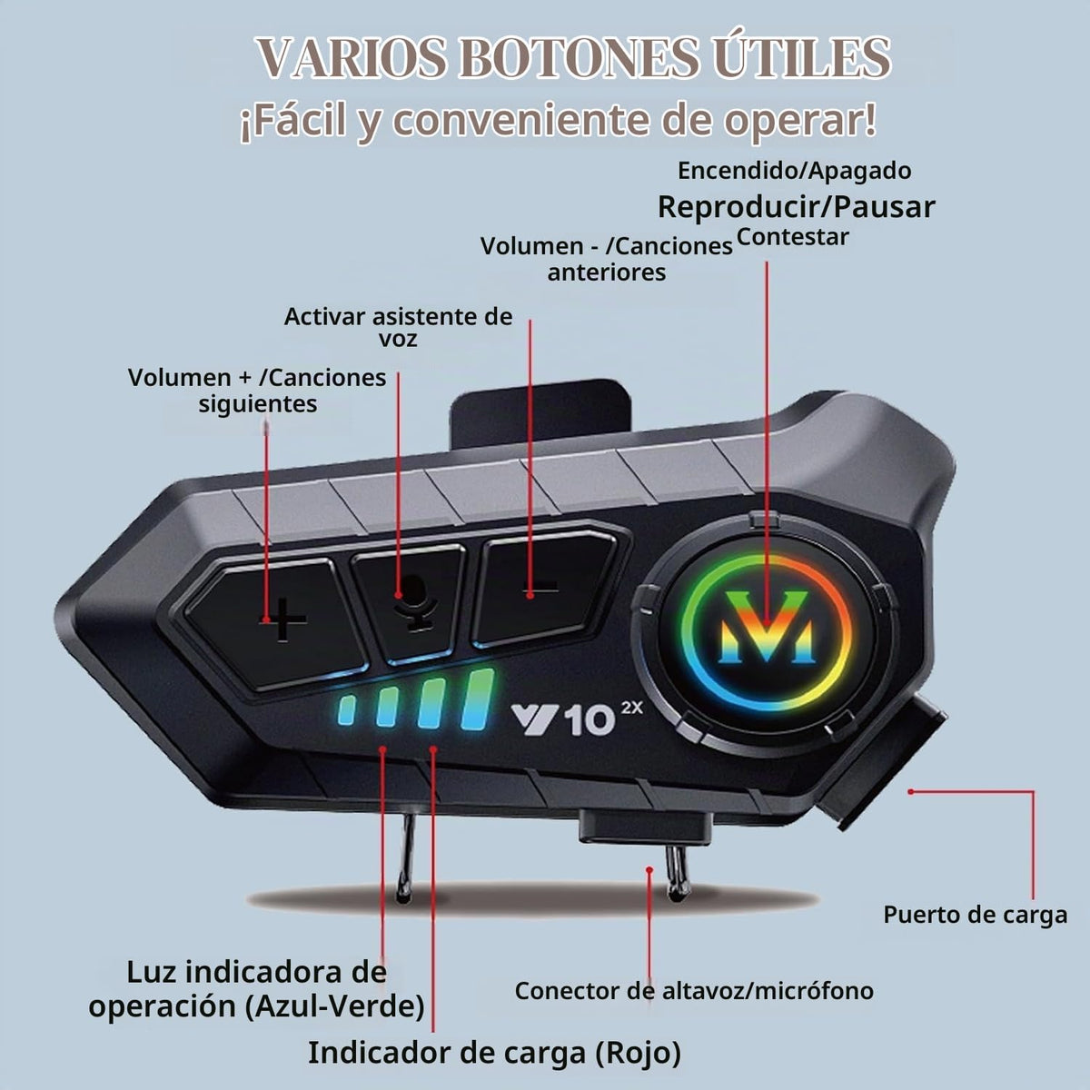 BTQILEYOO Y10-2X Auriculares Bluetooth para Casco de Motocicleta, I...