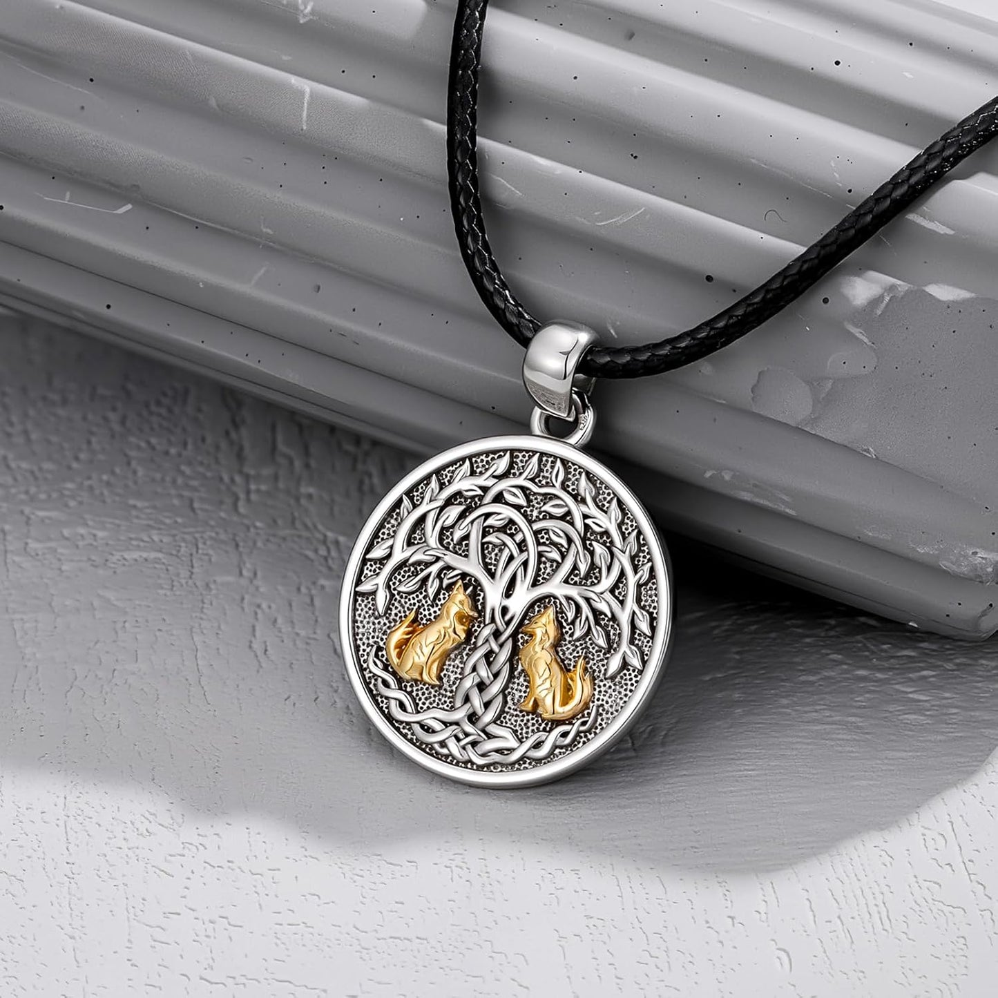 SOESON Collar Vintage para Hombre Plata de Ley 925 Animal Vikingo N...