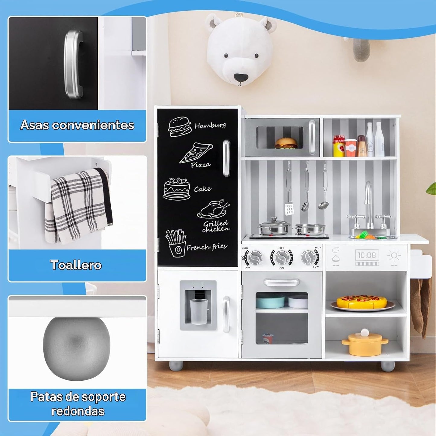 Costzon Juego de cocina para niños, juego de cocina de chef de made...