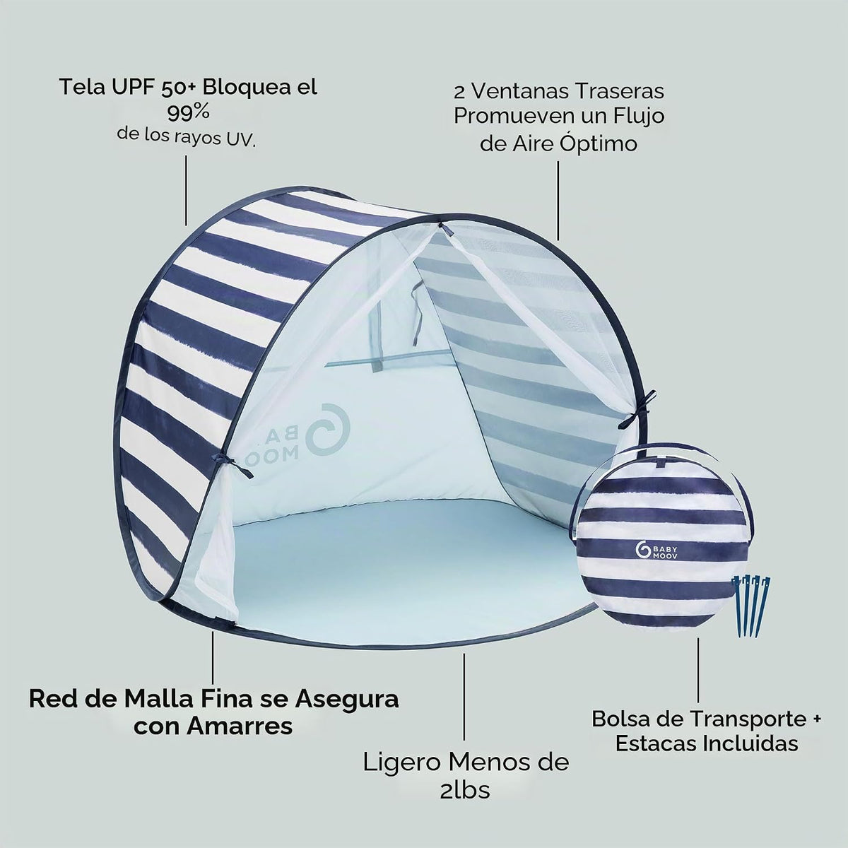 Babymoov Tienda de campaña marina anti-UV UPF 50+ con sistema despl...