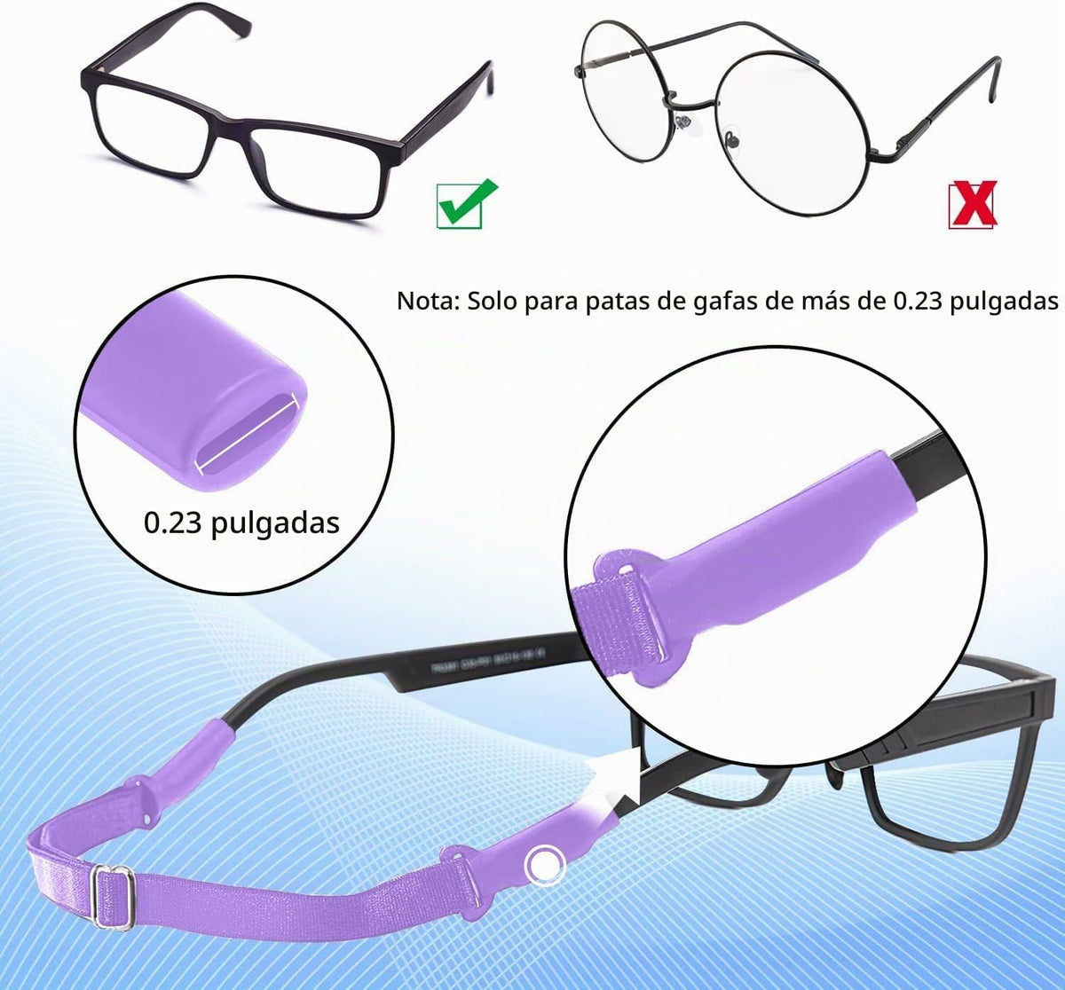 Enenfly Correas ajustables para gafas, paquete de 3 retenedores de...
