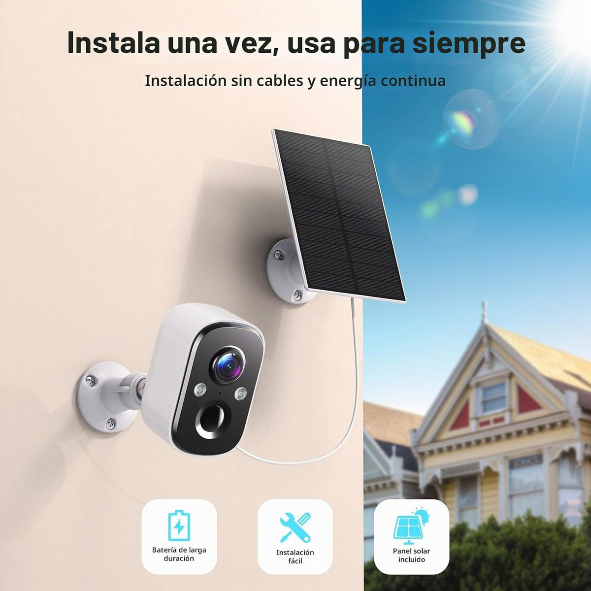 Techage 2K Cámaras de seguridad solar inalámbricas para exteriores...