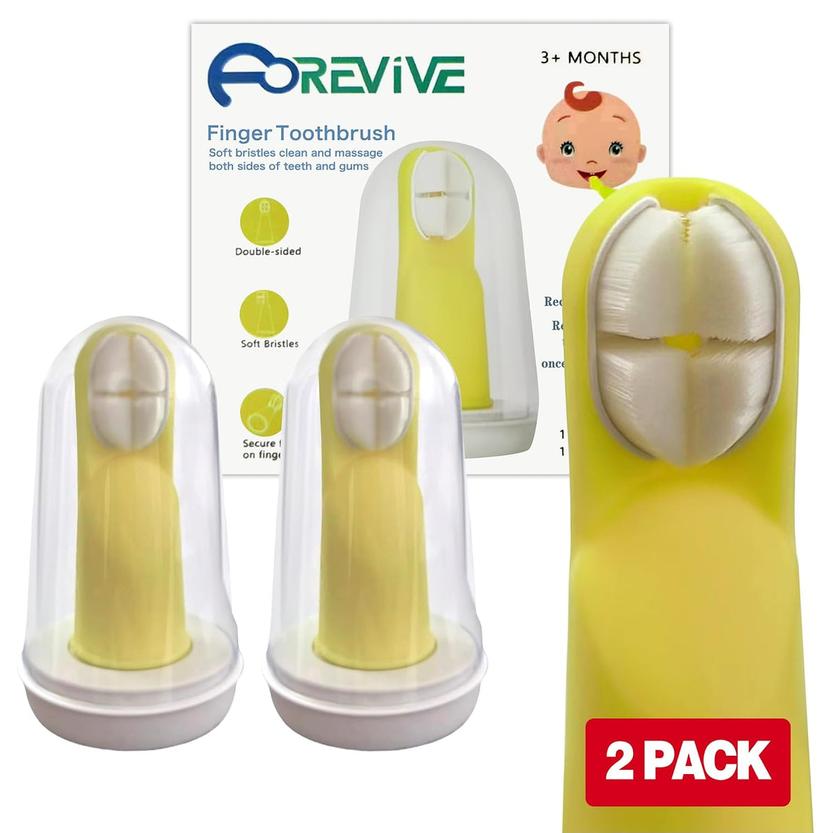 FOREVIVE Cepillo de dientes de dedos para niños pequeños de 1 a 3 a...