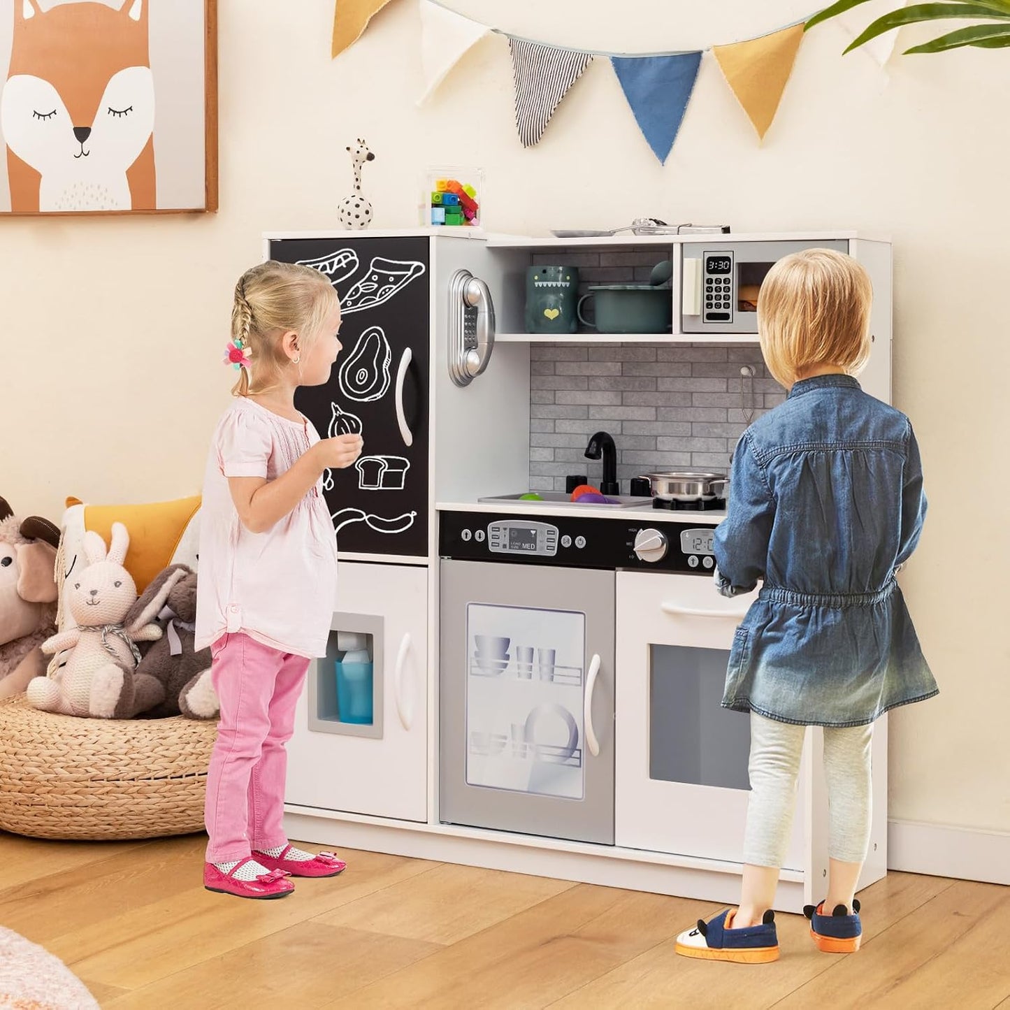 Costzon Juego de Cocina para Niños, Set de Juguetes de Cocina de Ma...