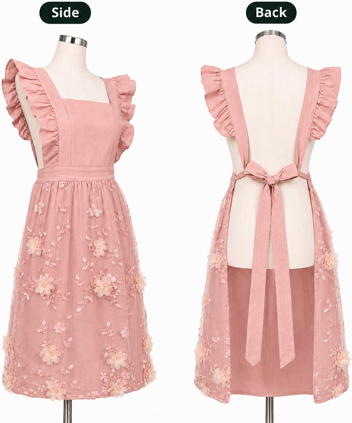 Hasprony Lindo delantal floral rosa para mujer