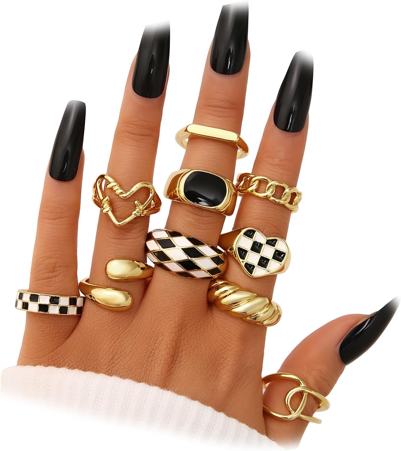 YEEZII Anillos Gruesos de Oro para Mujer Sin Deslustre, Anillo de P...