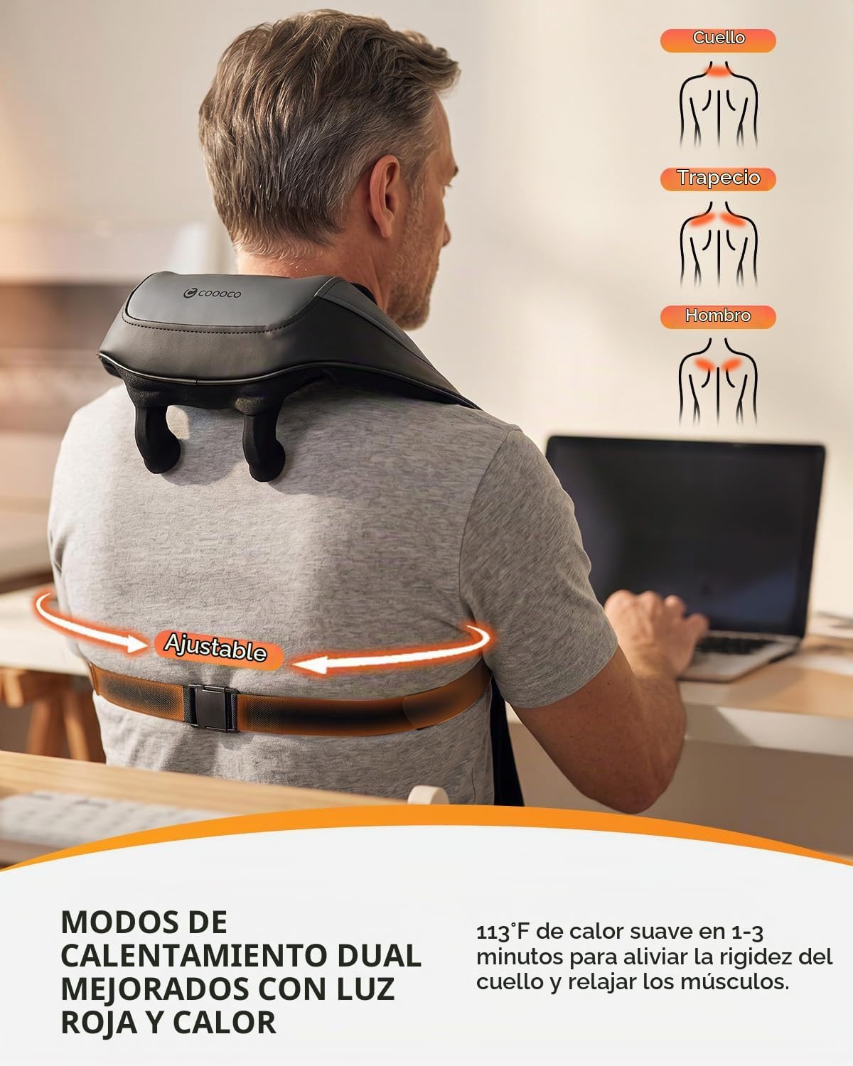 CooCoCo Masajeador de cuello de luz roja con calor, masajeador de c...