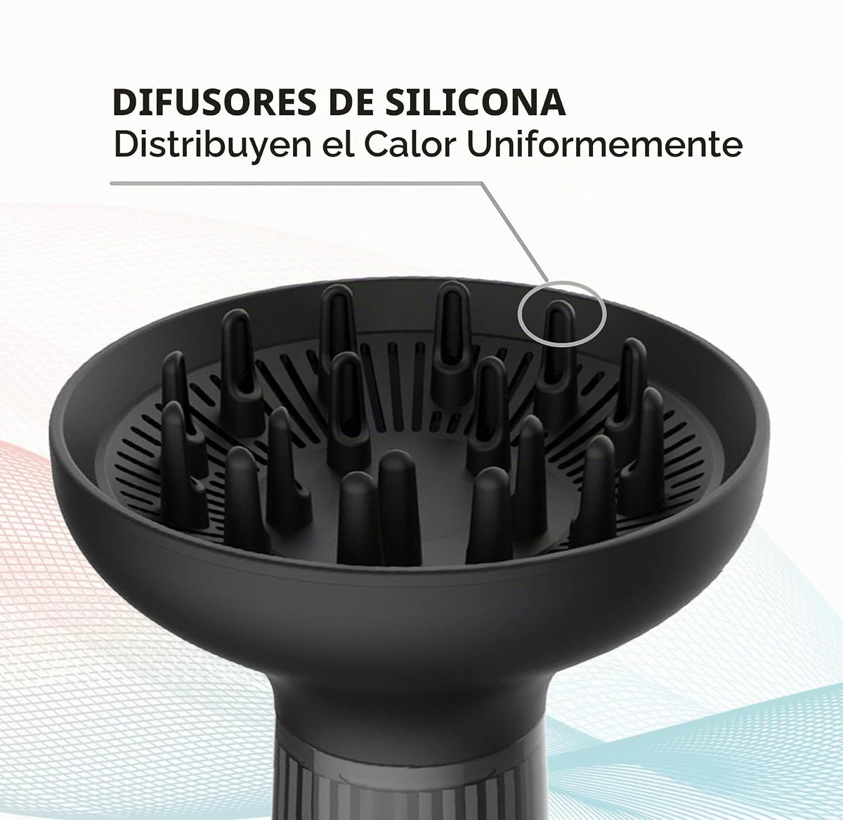 Secador de pelo difusor para cabello rizado, secador de pelo con te...