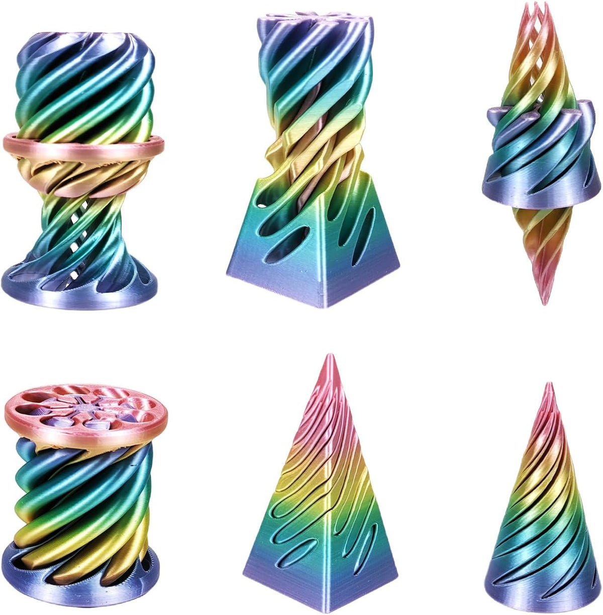 3 piezas 3D impreso pirámide imposible passthrough escultura, cono...