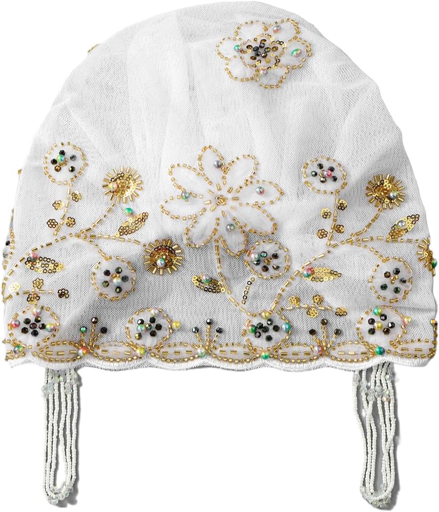 Turbante para mujer, con cuentas de encaje, musulmán, hijab, gorro...