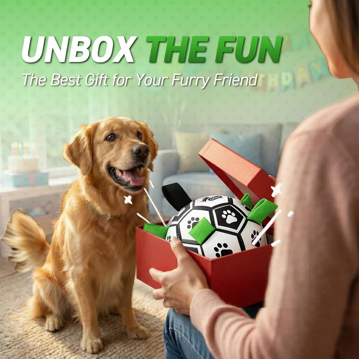 QDAN Juguetes para perros pequeños y medianos, pelota de fútbol par...