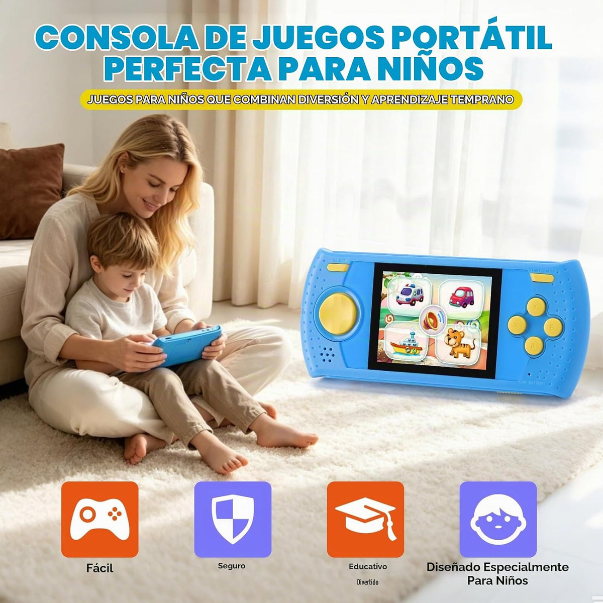 Juego de mano para niños, reproductor de videojuegos portátil con 2...
