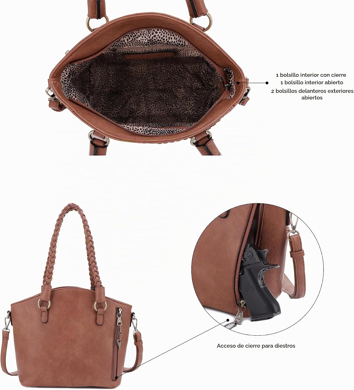 JESSIE &amp; JAMES Bella - Bolsas de mano ocultas para mujer con ce...