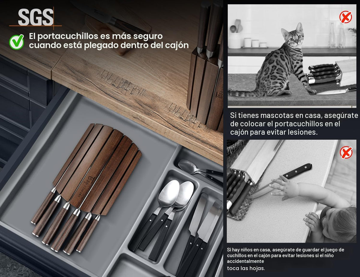 Juego de cuchillos SYOKAMI 7 piezas, juego de cuchillos de cocina e...