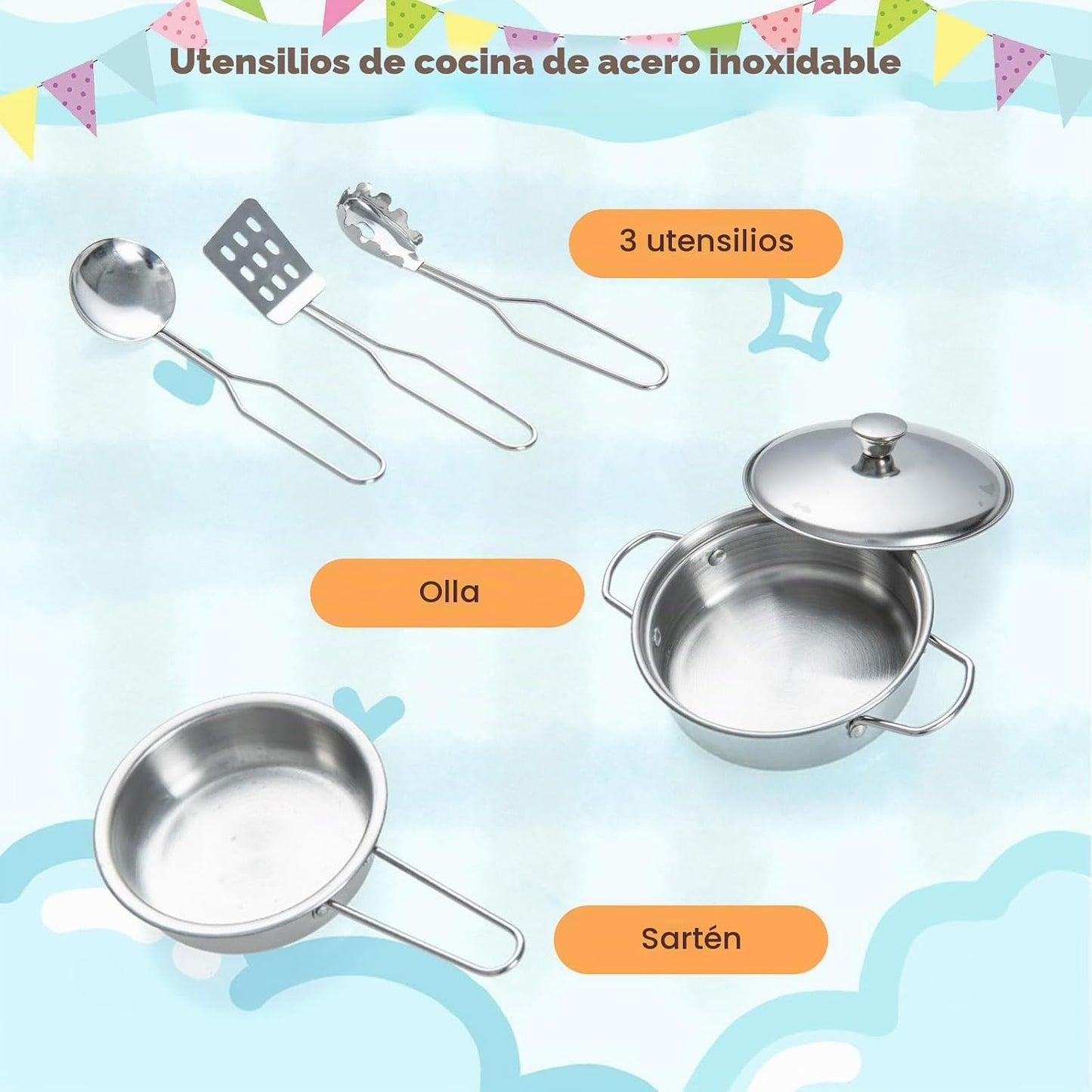HONEY JOY Juego de cocina para niños, cocina de madera para niños p...