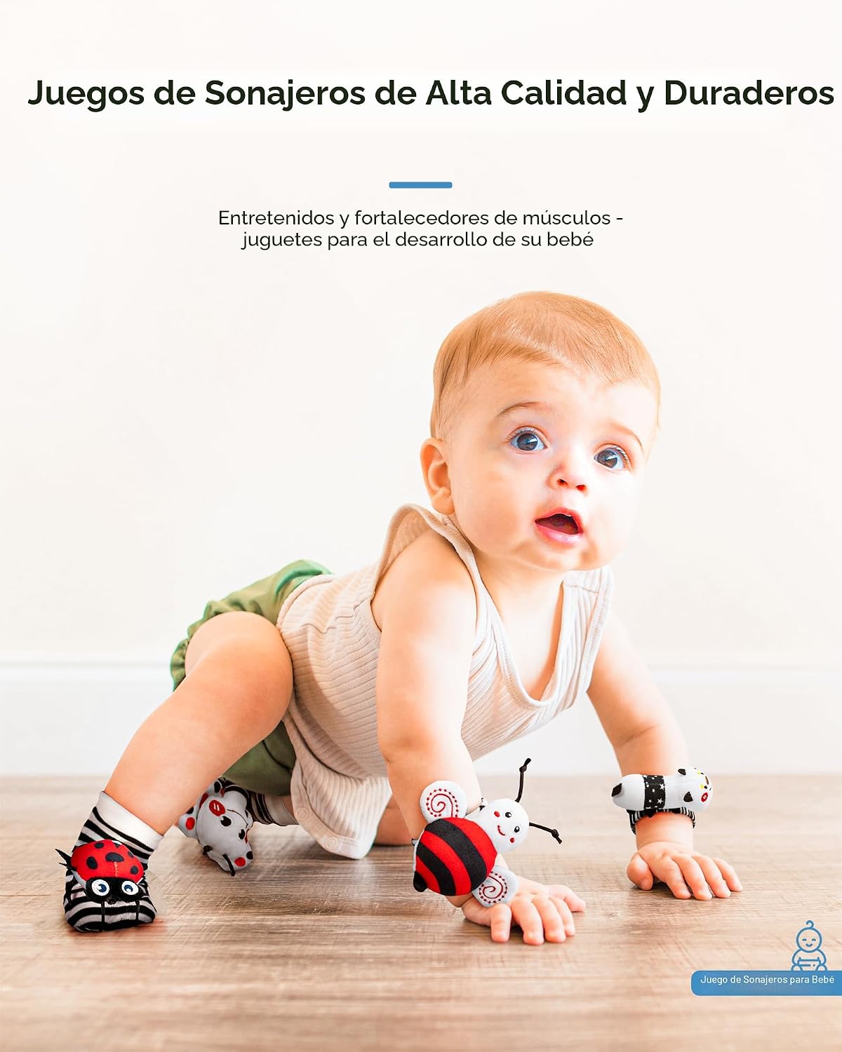 Infinno Juego de calcetines con sonajero y brazalete para bebés de...