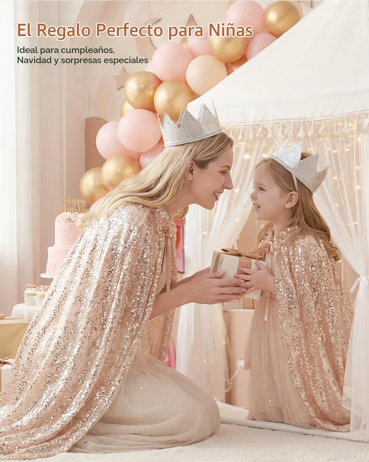 wilwolfer Tienda de campaña de princesa para niños, castillo de had...