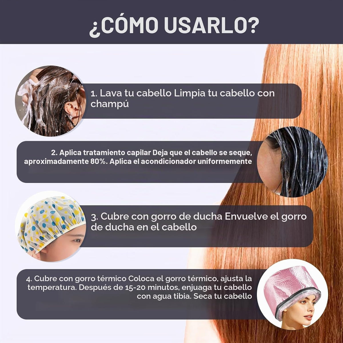 Gorra eléctrica de vapor para el cabello con control de temperatura...