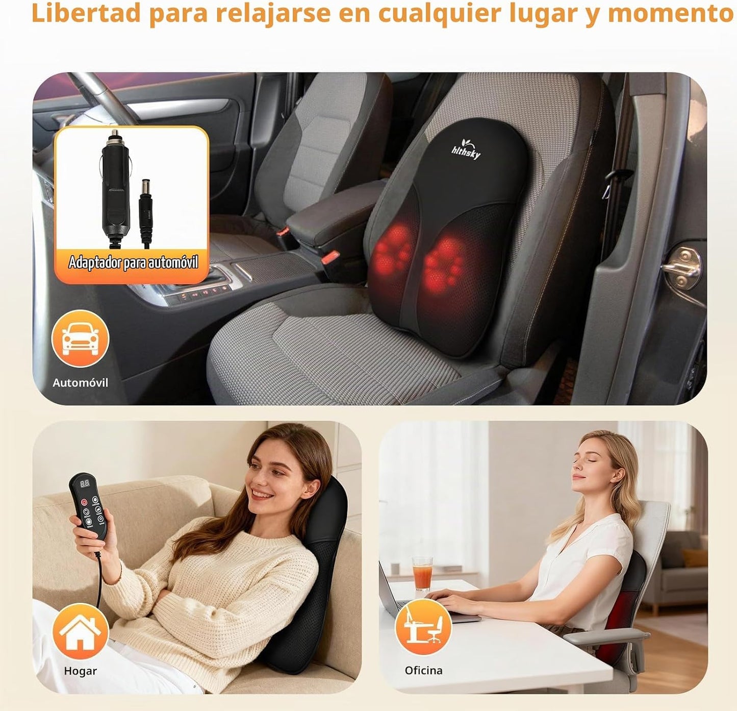 hlthsky Shiatsu - Masajeador de espalda y cuello para aliviar el do...