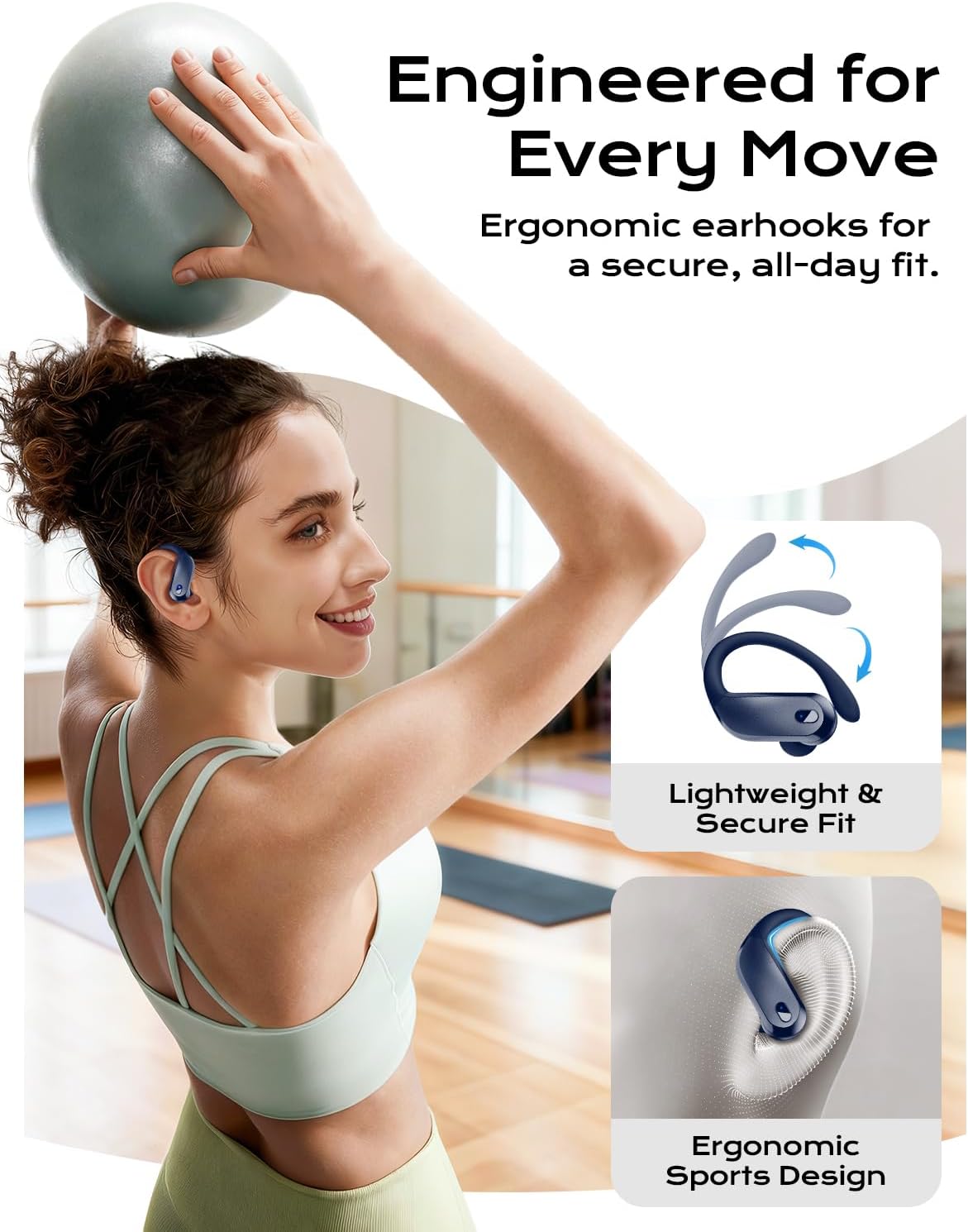 KTGEE Auriculares inalámbricos con ganchos para los oídos Bluetooth...