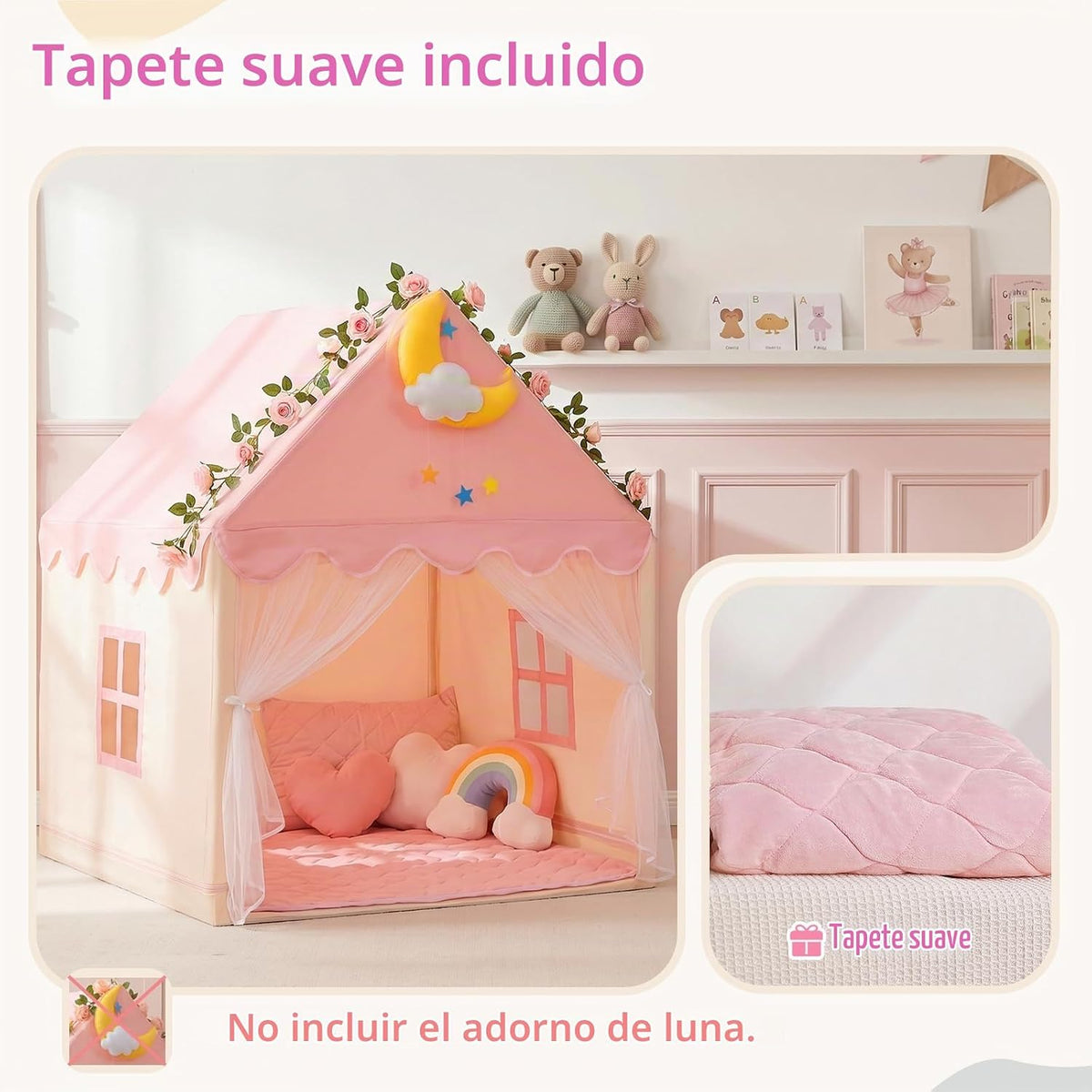 GeeSound Tienda de campaña para niños para niñas en el interior: co...