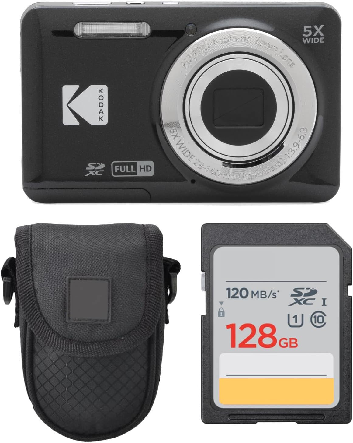 Cámara digital Kodak PIXPRO FZ55 (negra) + Estuche para cámara Poin...
