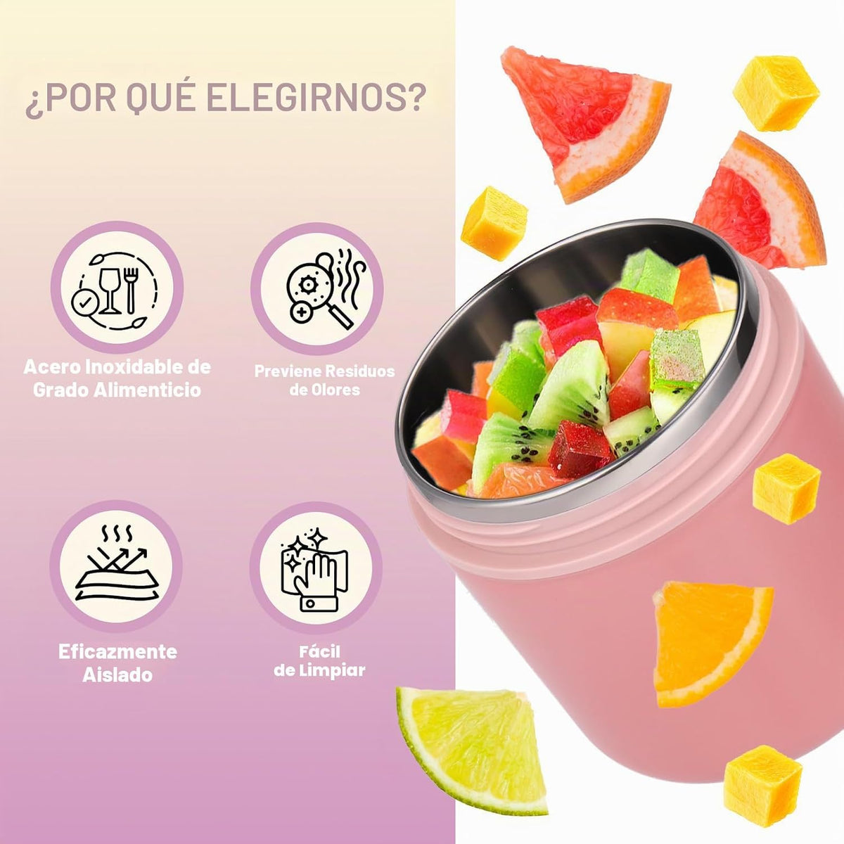 Contenedor térmico aislado de 16 onzas para alimentos calientes, te...